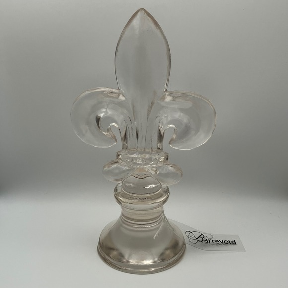 Vintage Barreveld Molded Glass Paperweight with Fleur-de-lis Design - Picture 1 of 7